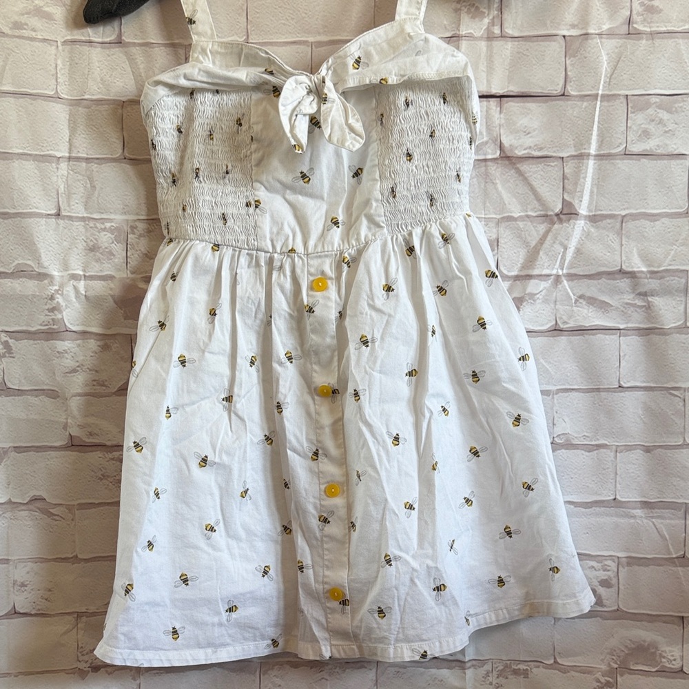American Girl White Dress with Yellow and Black Bee Print